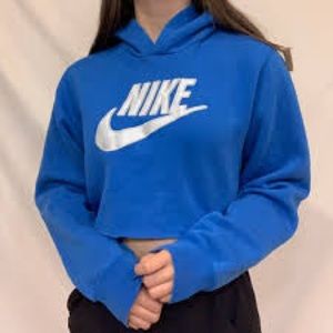Royal blue Nike cropped hoodie girls